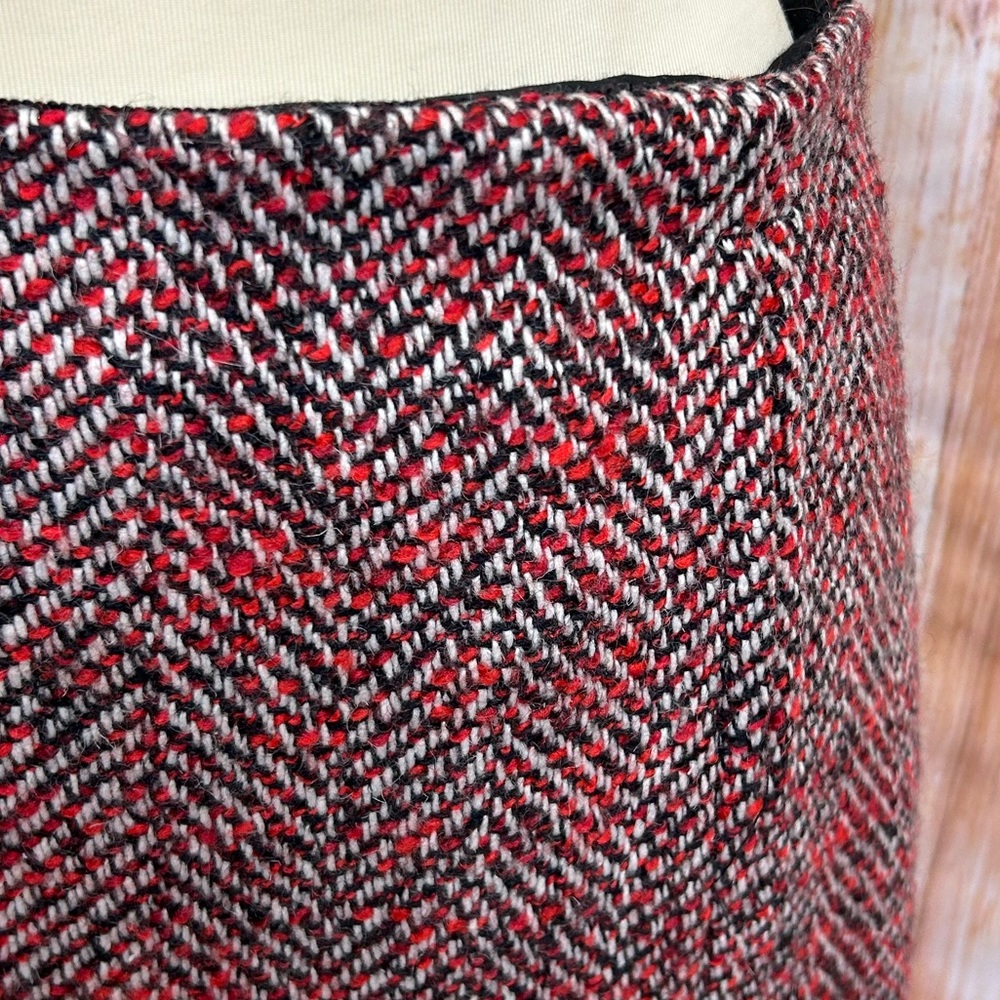 Loft Herringbone Patterned Wool Blend Mini Skirt - image 2